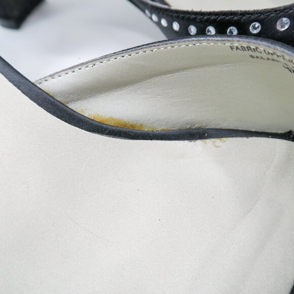 Vintage Y2K Metaphor Black Satin Rhinestone Heels - Picture 11 of 11